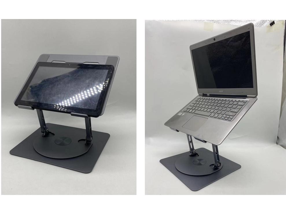 360° Rotating Aluminum Laptop Stand with Adjustable Height and Heat Dissipation