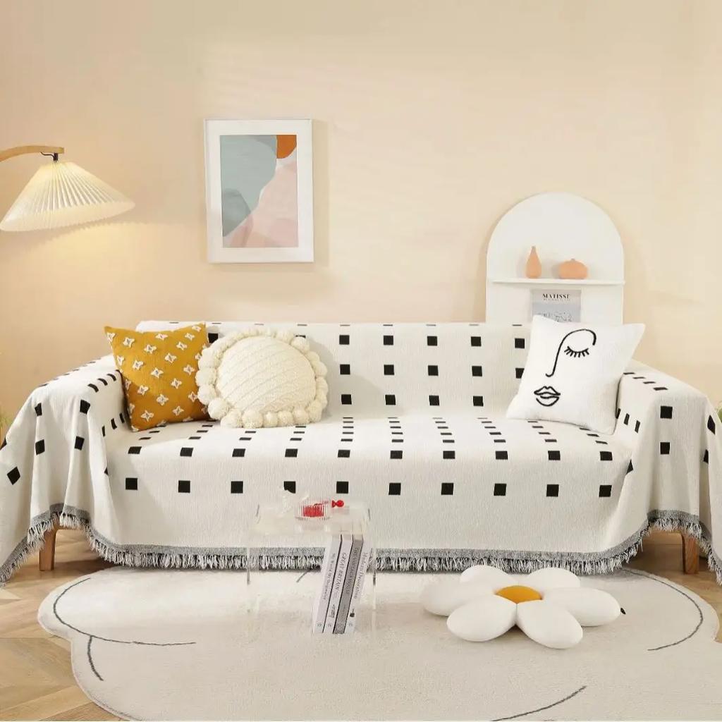 Slipcover Multi Functional Sofa Towel Cover Geometric Thick Double-sided Tablecloth Sofa Covers for Living Room