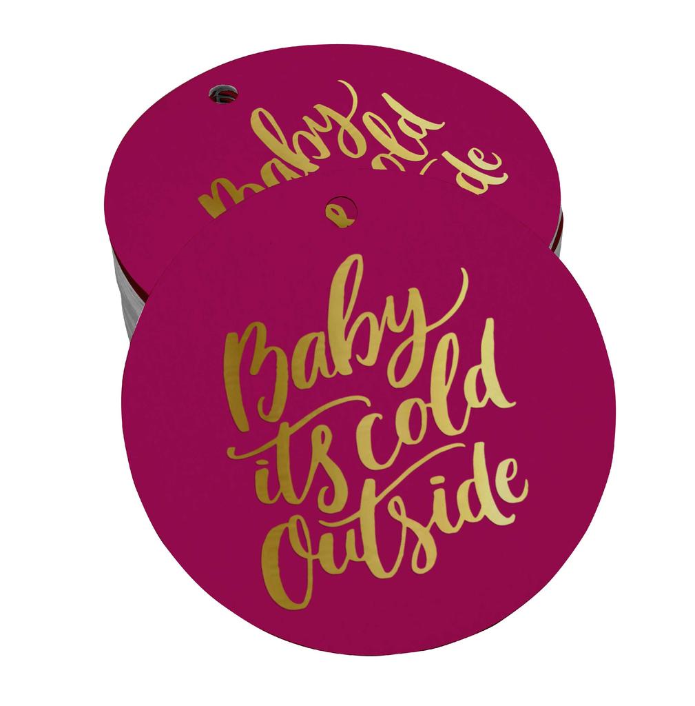 Inkdotpot Real Gold Foil Baby It's Cold Outside Baby Shower Tags Favor Hang Paper Tags 100