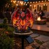Luce per Sentiero in Resina Impermeabile Drago Luce Solare da Giardino, Statua di Gargoyle Gotico da Esterno con Illuminazione LED Calda, Ornamento da Stanza Segreta Inquietante