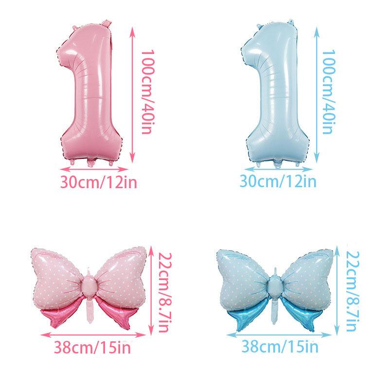 1Pc Large 32inch Number Pink Blue Foil Balloon With Bow 1-9 For Kid Boys Girls Birthday Party Baby Shower Decorations Balloon