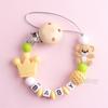 Newest Custom Personalized Name Pacifier Clips Handmade Beech Chains Silicone Beads Holder Soother Baby Teething Toys Chew  Gift