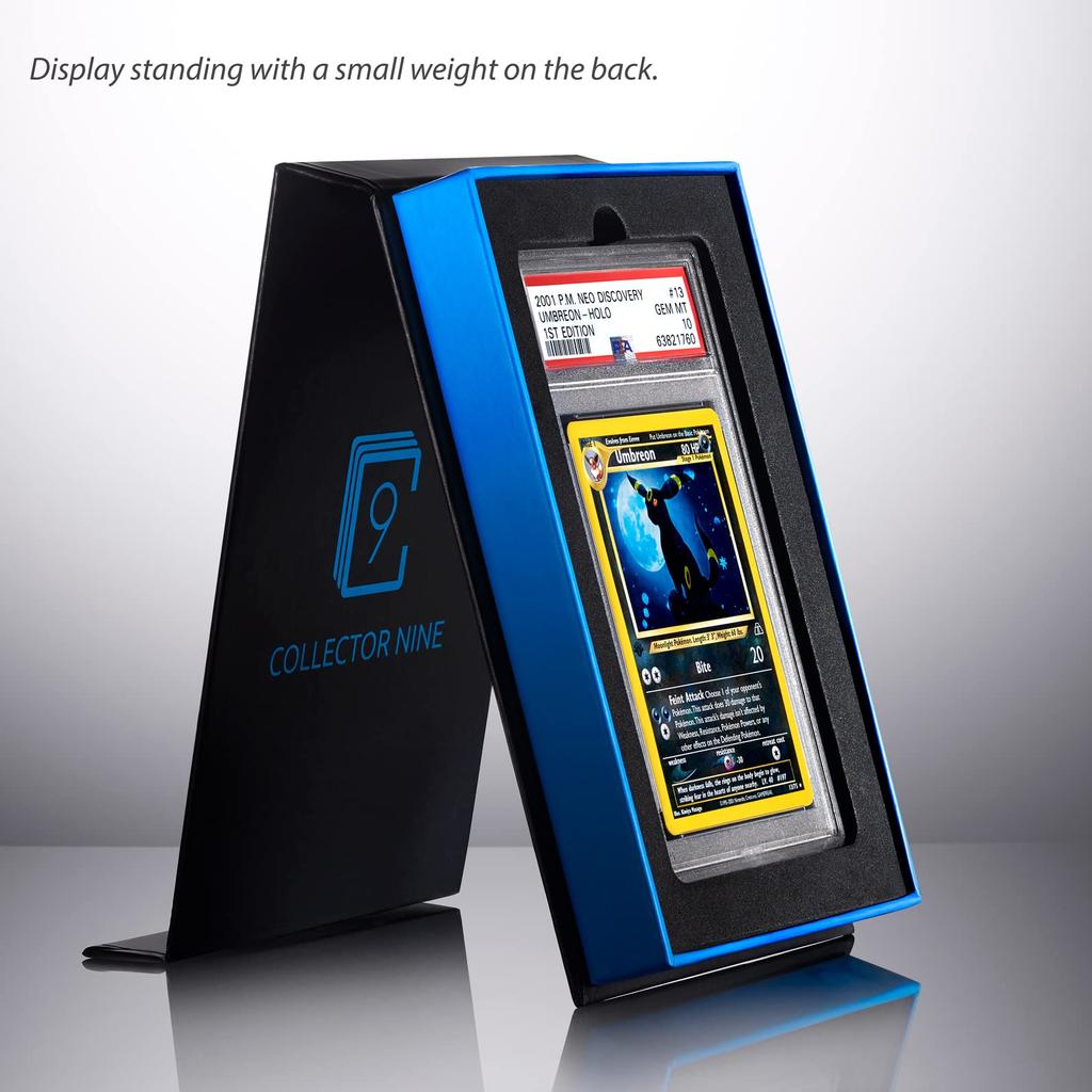 Collector Nine Display Gift Case Magnetic Flip Blue Grade Card Storage Box Slab Shipping Holder 3 PSA/CGC (Blue, PSA/CGC Pack)