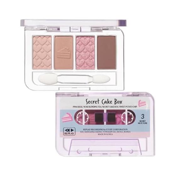 ETUDE [Официальный Etude] Палетка теней Play Color Eyes Mini Secret Cake Box / Палитра из 4 цветов теней для век Глиттер Шиммер Матовая