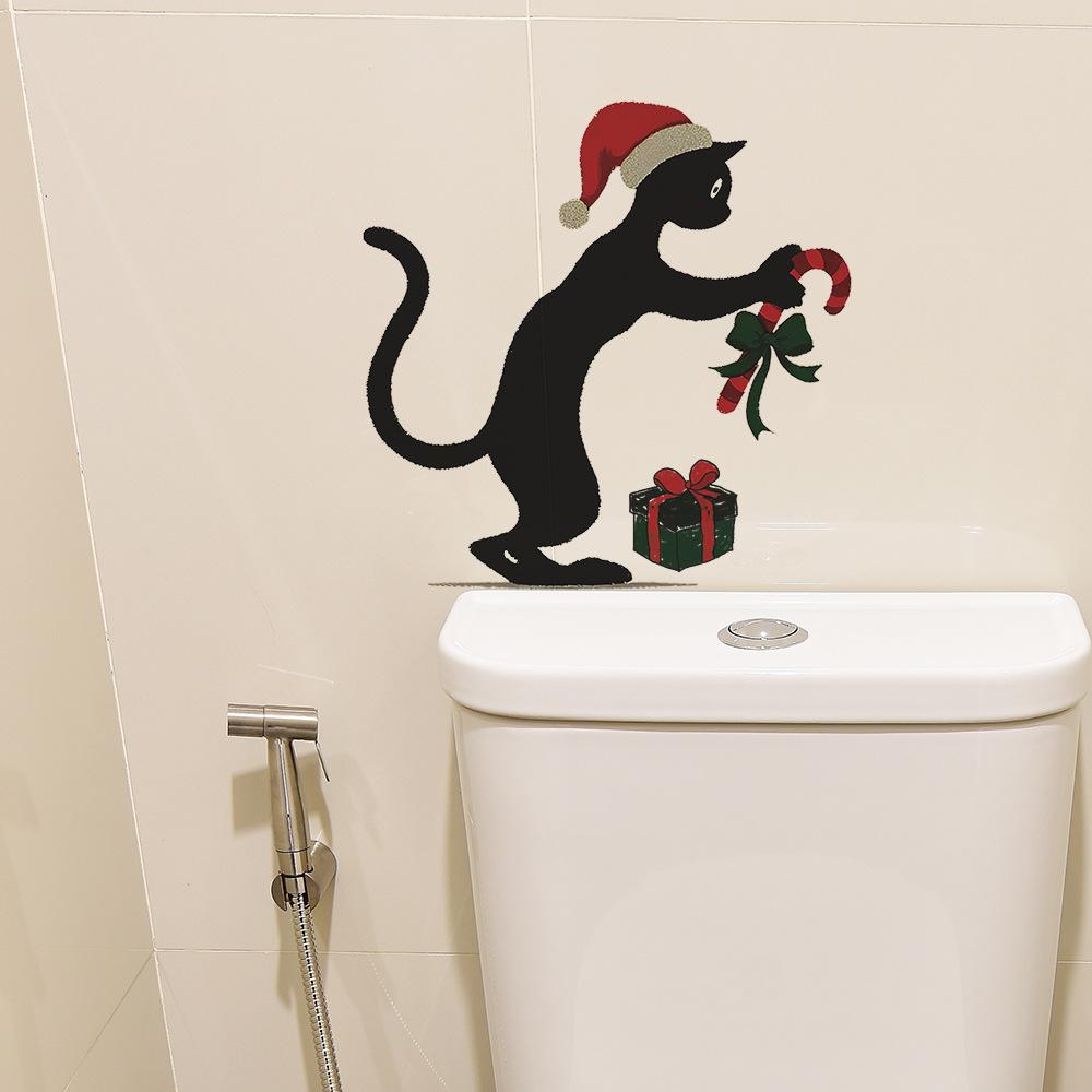 Christmas Personalized Black Cat Gifts Bathroom Toilet and Home Decoration Stickers