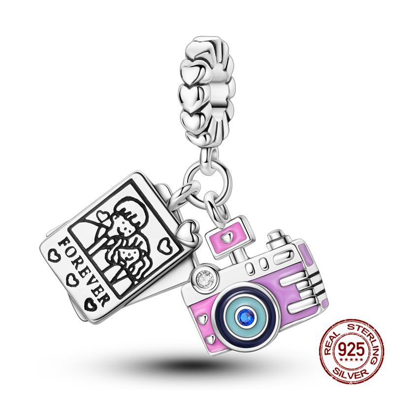 Original 100% Copper Pocket Watch Beads Camera Adventure Backpack Charms Fit Bracelet Diy Jewelry Making Women Gift
