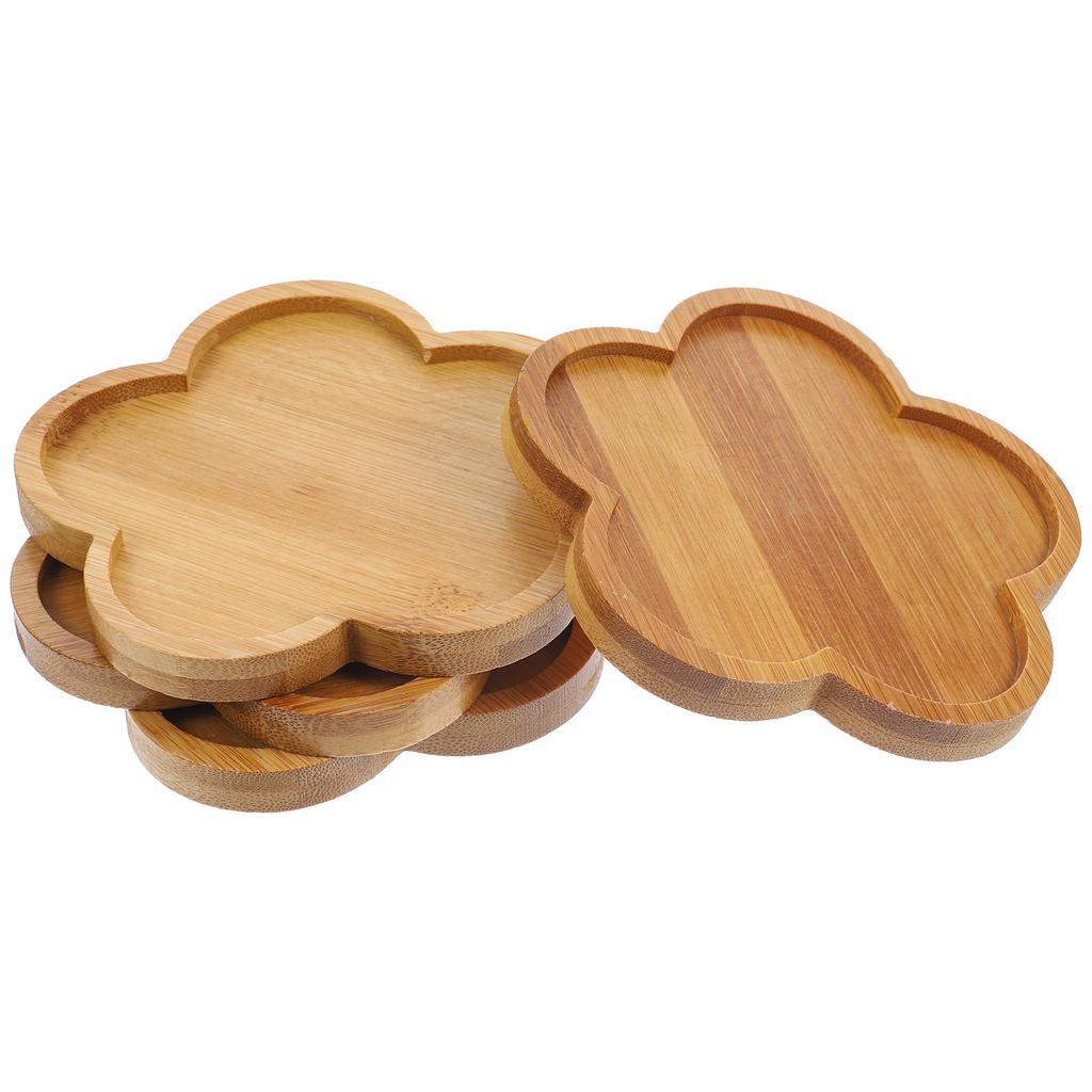 4Pcs Bamboo Plant Saucer Tray for Indoor Outdoor Pots Drip Water Catcher Drainage Tray Flowerpot Protector Non-Slip Eco-Friendly