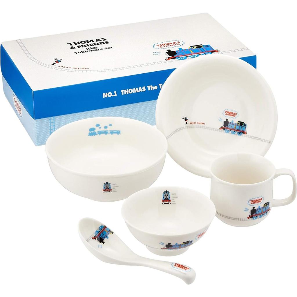 The Tank Dinnerware Dishwasher and Microwave Made In 662741 "Thomas Engine" Children's Set, Ceramic, Safe, Children's Dinnerware, Gift, 5-Piece Set,