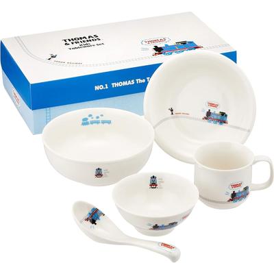 The Tank Dinnerware Dishwasher and Microwave Made In 662741 "Thomas Engine" Children's Set, Ceramic, Safe, Children's Dinnerware, Gift, 5-Piece Set,