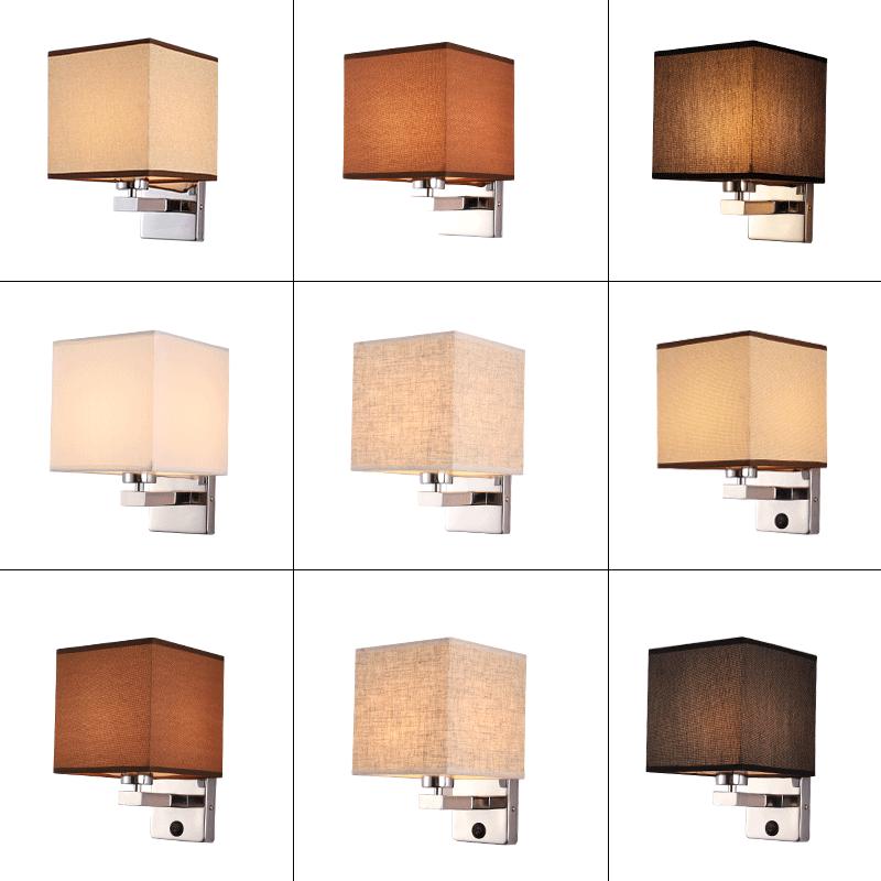 Bedroom Wall Lamp with Fabric Lampshade Modern Reading Light Metal 6W LED Wall Light for Living Room Bedside Home Decor