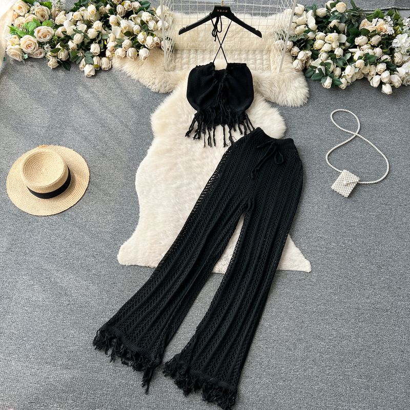 Bohemia Seaside Vacation Tassel Hollow-out Halter