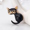 Enameled Black Cat Brooches Cute Kitten Animal Pin Women Suit Coat Corsage Clothing Accessories
