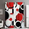 2 Pcs Black And Red Circles Print Curtains,Suitable For Bedroom,Living Room Kitchen Decoration,Home Decoration,Window Decoration