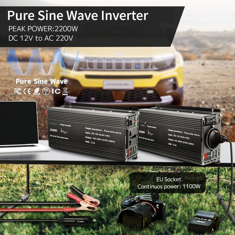 LED Digital Display Voltage Converter Transformer Universal Power Adapter Pure Sine Wave Inverter