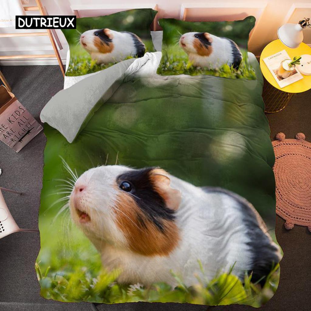 Marsvin Sengesett Søt Mus 3D Dynetrekk Dyredynetrekk for barn Gutter Jenter Tenåringer Mykt Twin polyester dynetrekk