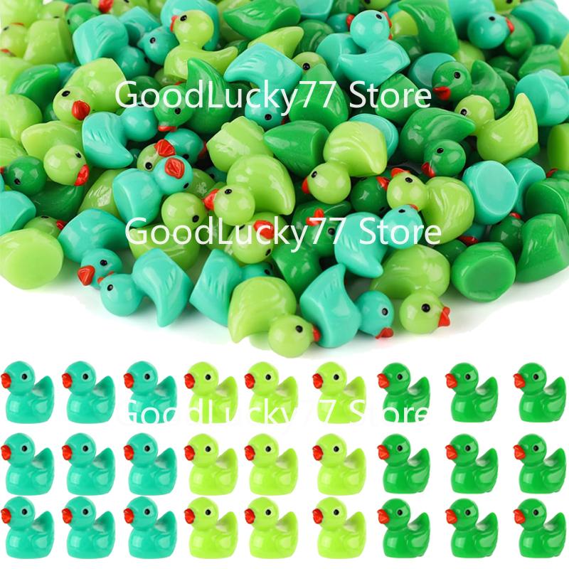 

100/50Pc Small Resin Green Ducks St. Patrick S Day Tiny Duck Figurines Irish Small Duck For Dollhouse Landscape Ornament Decoration 50pc