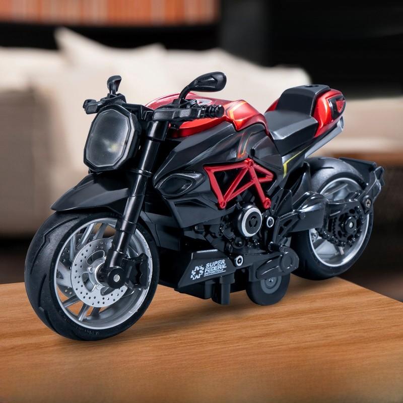 Alloy Inertia Motorcycle Model With Alloy And Plastic Materials For Kids Collectors