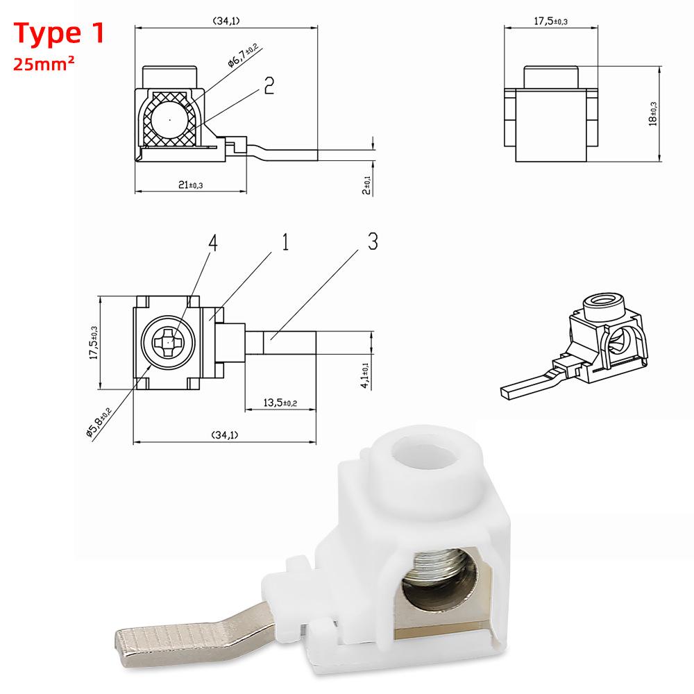 Purple Copper Busbar Terminal 25mm² Electrical Connector, High Conductivity, Pack of 10