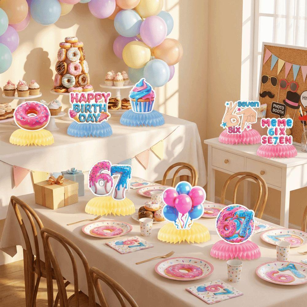 Internet Humor 67 Meme Birthday Decorations Colorful Honeycomb Centerpieces  All Ages Celebration