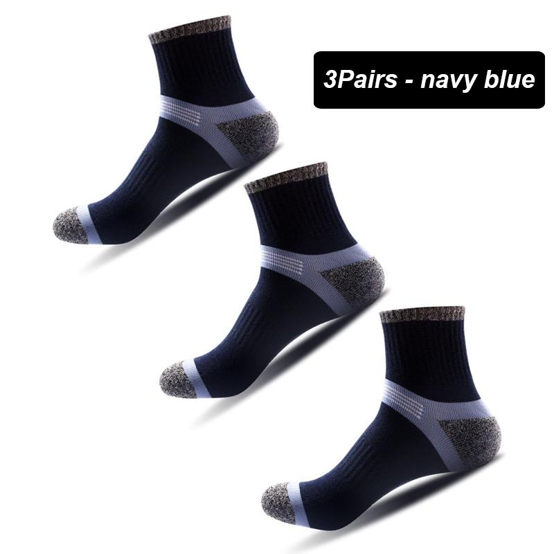 

Новые мужские хлопковые носки, уличные походные носки, баскетбольные носки, мужские носки, высокое качество, 3 пары, размер EU38-45 EUR38-45 темно-синий