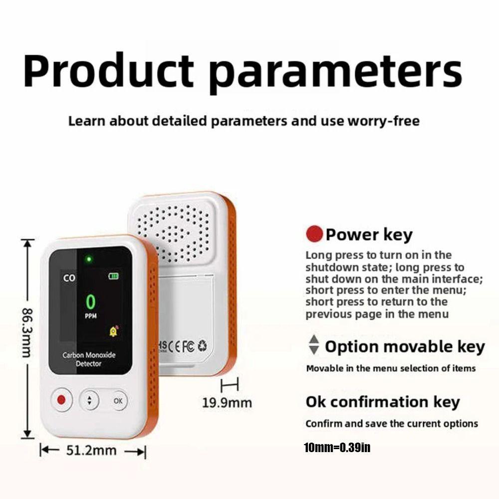 High Definition Carbon Monoxide Detector High Sensitivity Air Quality Monitor  Indoor Outdoor