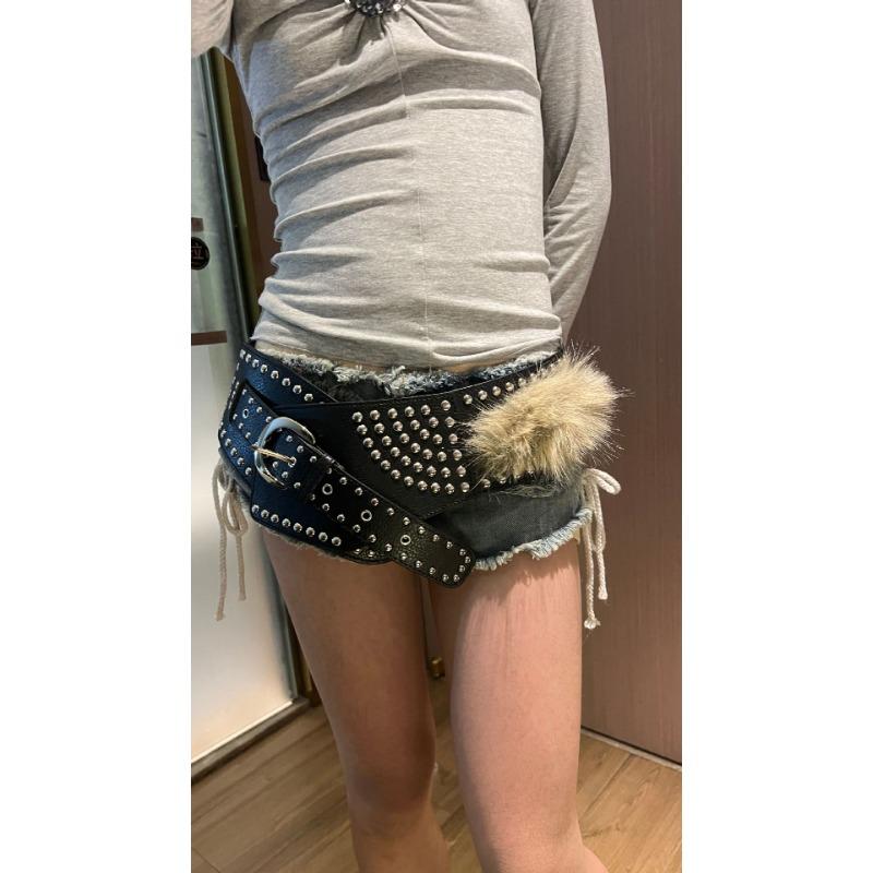 

New Fluffy Belt, Fluffy Wide Belt, Riveted Punk Millennium Spice Girl Belt, Subculture Light Waist Strap 105cm