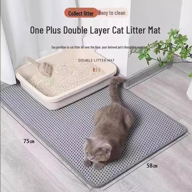 Extra Large Non-Slip Cat Litter Mat - Anti-Tracking, Anti-Splash, Scratch-Resistant, Double Layer, Leak-Proof Sand Control.