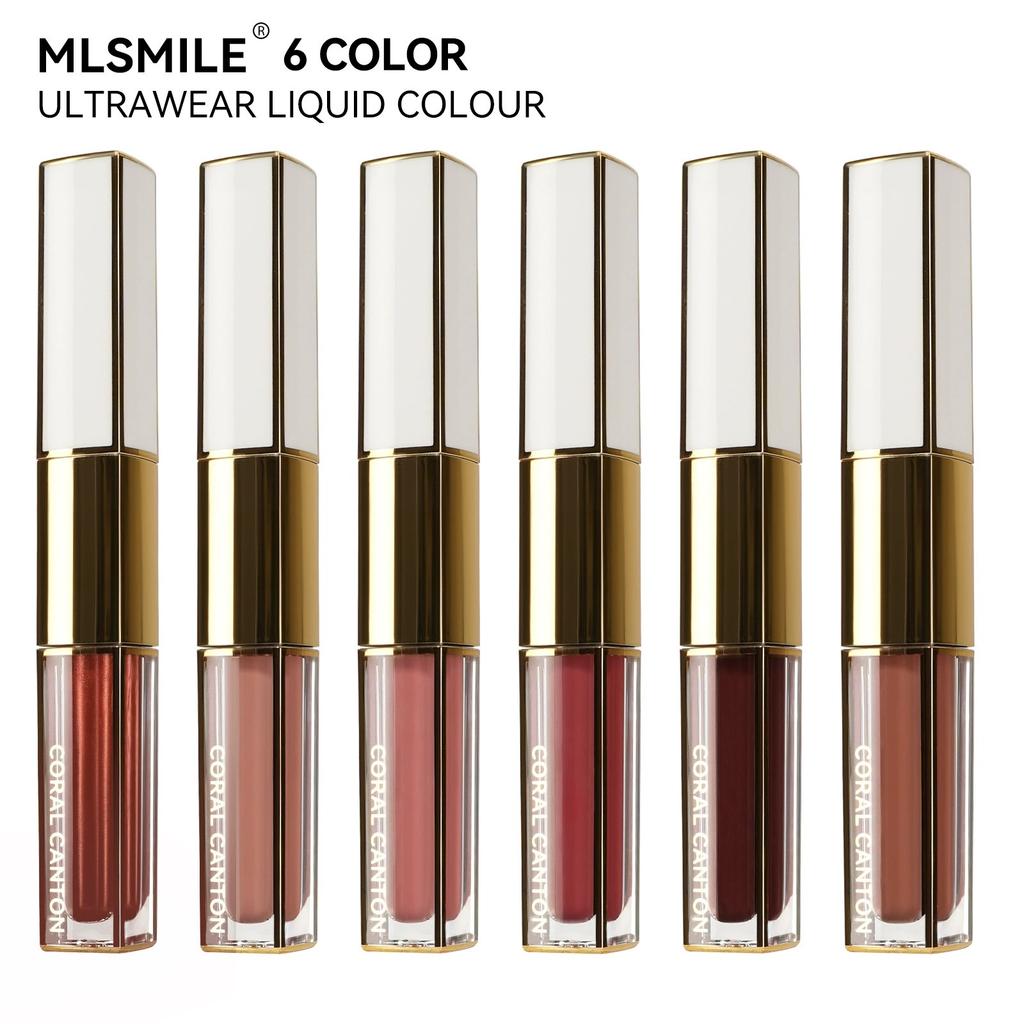 6-color Water-toned Double-head Lip Gloss Not Easy To Get Dipped In Cup Lipstick Multifunctional 2-in-1 Sexy Matte Nude Lip Gloss