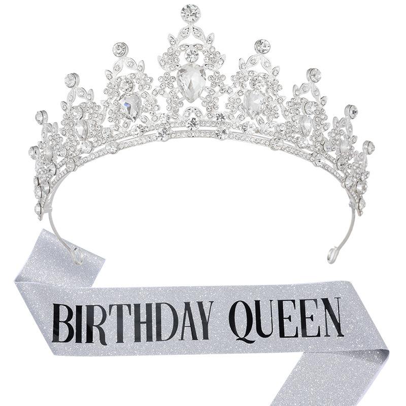 European and American Light Luxury Crystal Crown Hot Diamond Etiquette Belt Birthday Girl Birthday Party Accessories Decoration 2026