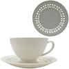 WHITE CERAMIC CUP 260ml WITH OPENWORK SAUCER FOR COFFEE AND TEA
