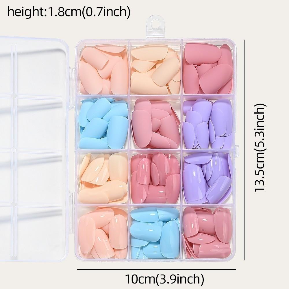 288pcs Solid Color False Nails Matte Finish Full Cover Nails New Acrylic Fake Nails  Daily Wear