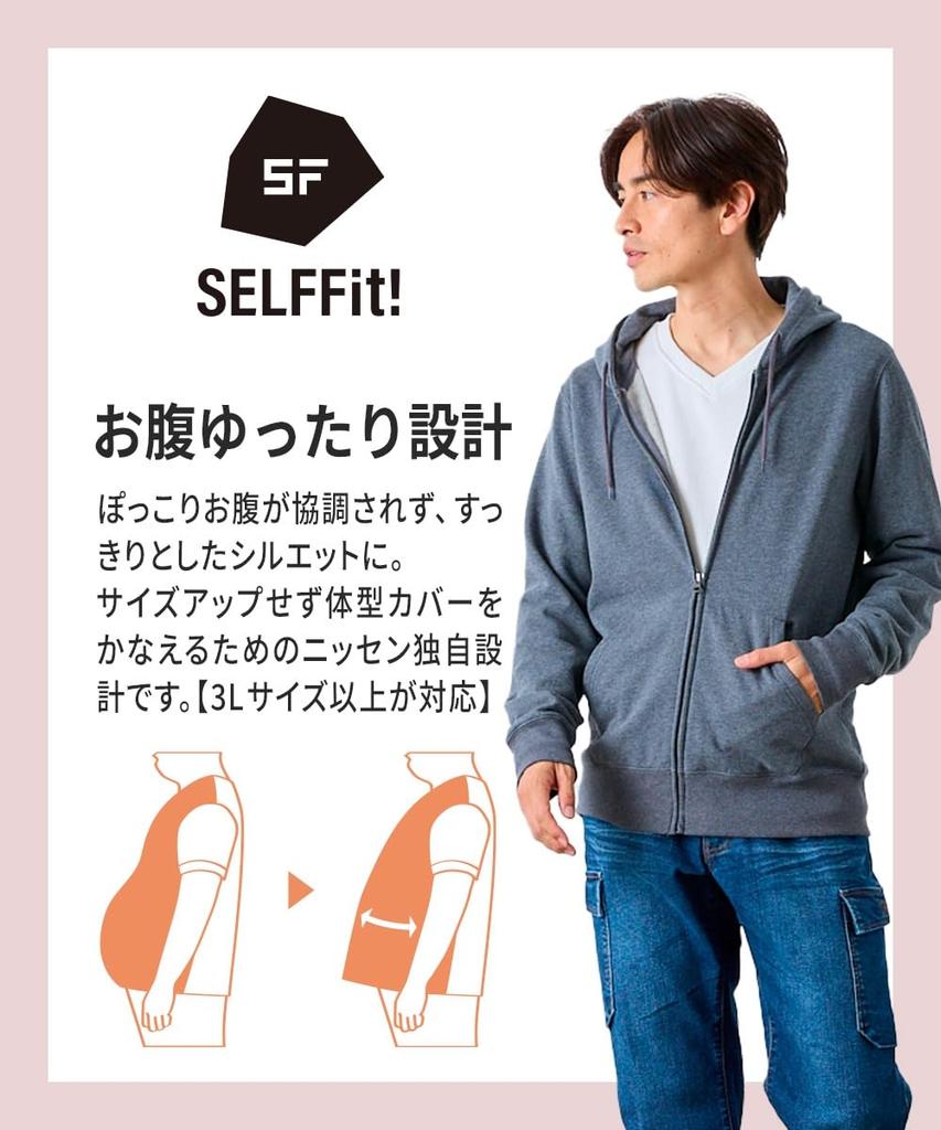 Nissen Cotton Sweat Zip Hoodie 3L and Loose Large 100% (Sizes Up, Fit) Navy,