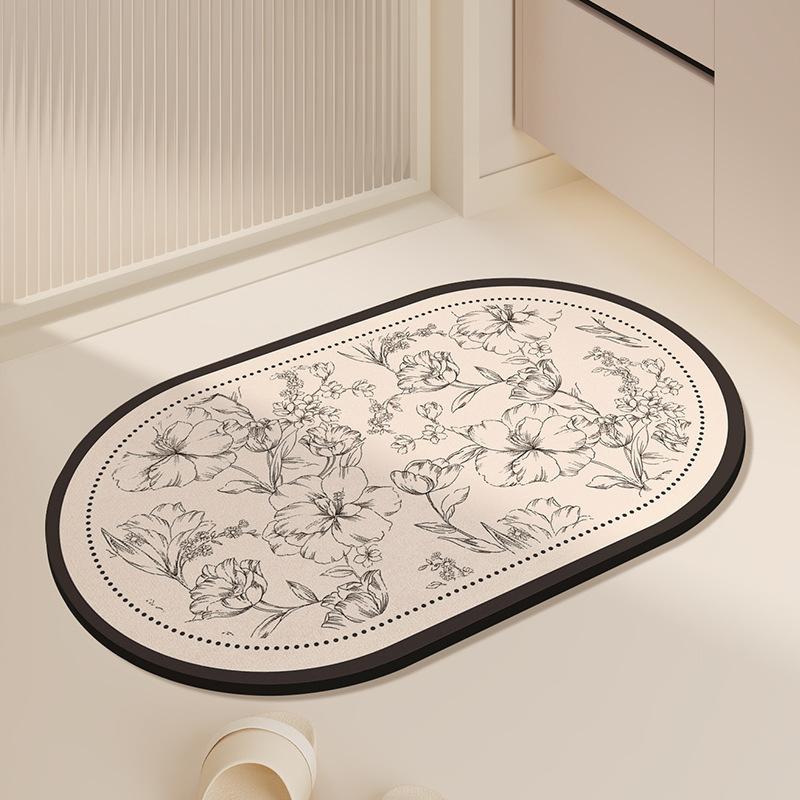 Diatom mud simple and luxurious European style floor mat for bathroom and toilet, strong water absorption and anti slip foot mat
