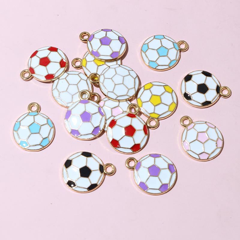 20pcs 16.5x13mm Enamel Football Soccer Small Charms Pendant Zinc Alloy Metal DIY Jewelry Making Accessories Findings