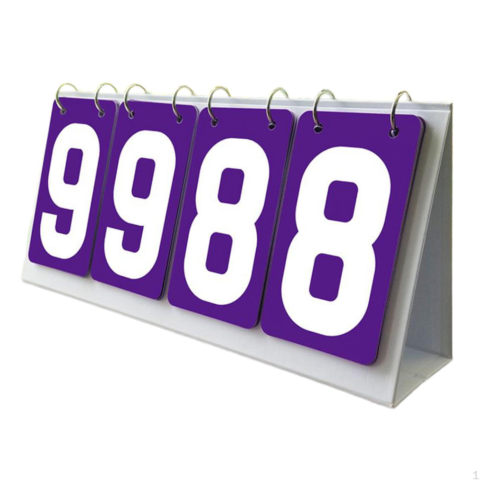 4 Digit Multi-Sports Scoreboard, Flip Scoreboard for Football Basketball Badminton Tennis Ball Games Purple