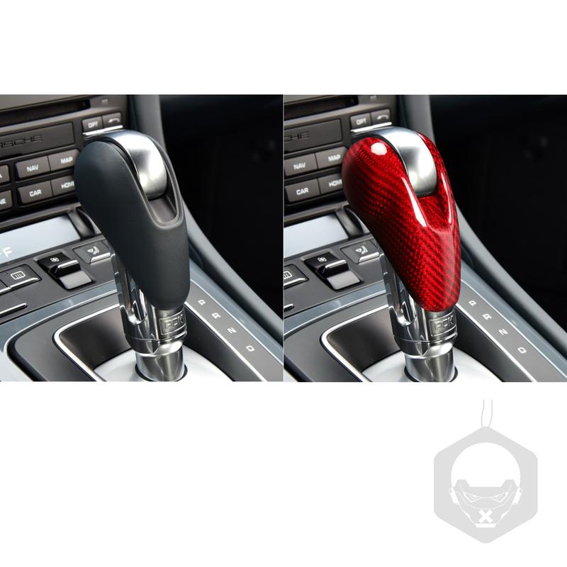 Car Accessorie Carbon Fiber Gear Shift Knob Handle Interior Cover Trim Sticker For Porsche Macan 911 Panamera Boxster Cayman 718
