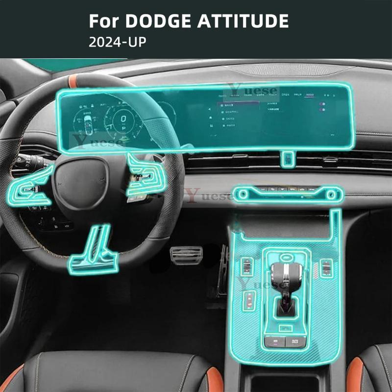 Car Interior Center Console Transparent TPU Protective Film Anti-scratch Repair Film Refit Sticker For Dodge Attitude 2024-2025