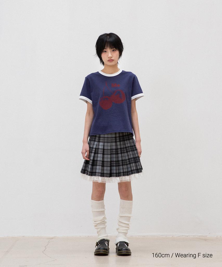 ISTKUNST Cherry Crop Ringer Tee_Navy(Ik2Fmft527A)