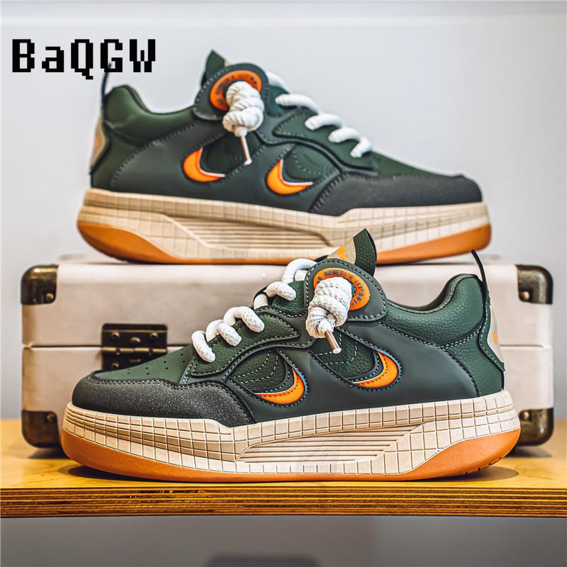 Autum Men Shoes Platform Male Casual Chunky Sneakers Board Shoes Fashion Thick-soled Trendy Vulcanized Shoes Student 2024 New