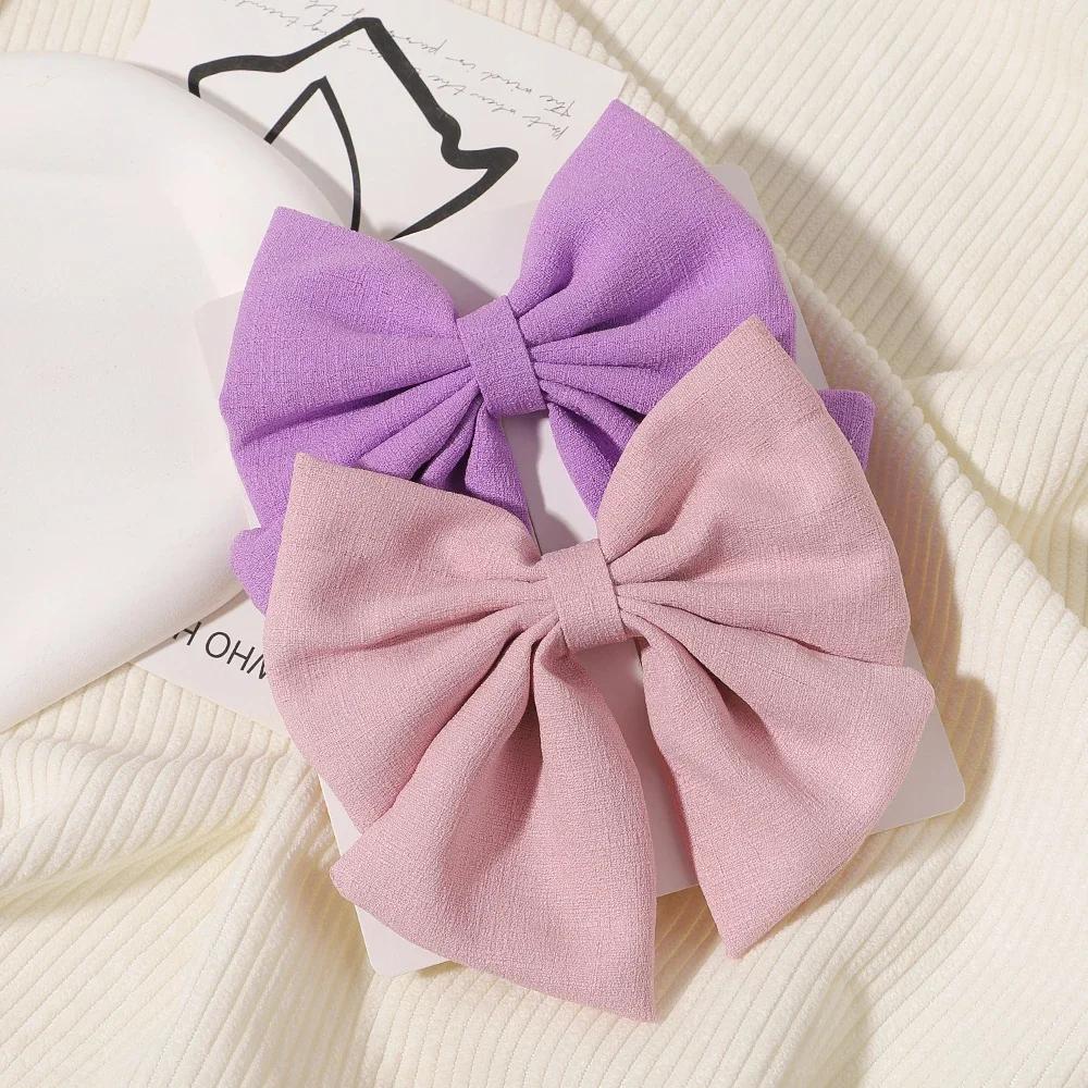 2pcs/set 4.5" Cheer Bows Hair Clip for Kids Lovely Grosgrain Ribbon Hairgripes Girls Delicate Bowknot Hair Pins Headwear Set