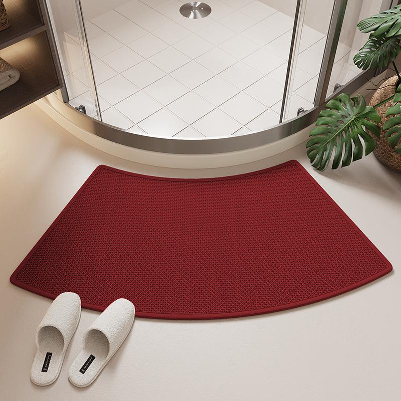 

Curved Linen Bath Mat with Rubber Backing, Fast Absorbing Non Slip Bathroom Rug, Anti Mold Quick Dry Shower Door Mat 40x75cm