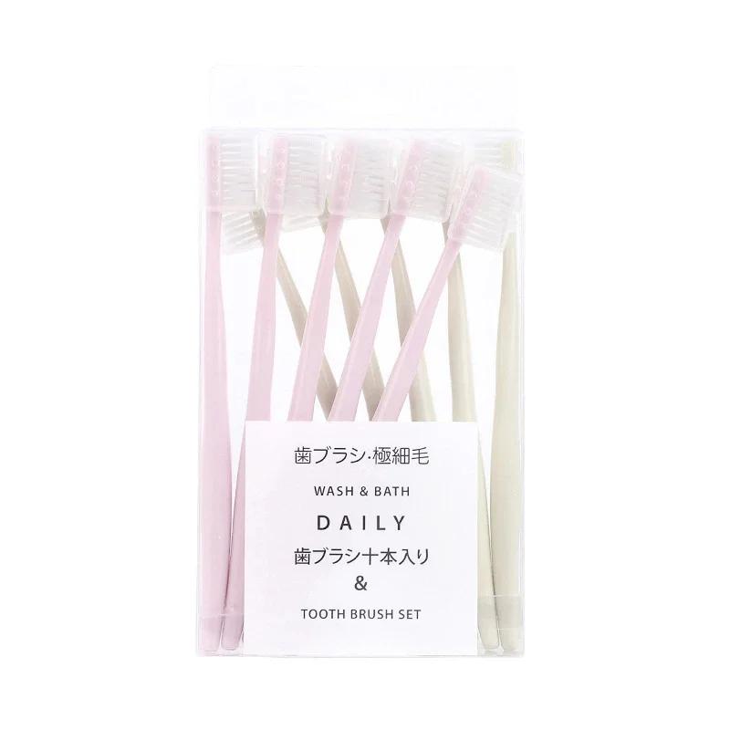 10PC/set Adult Soft Bristle Toothbrush Adult Home Soft Bristle Toothbrush Adult Small Head Toothbrush with Sheath
