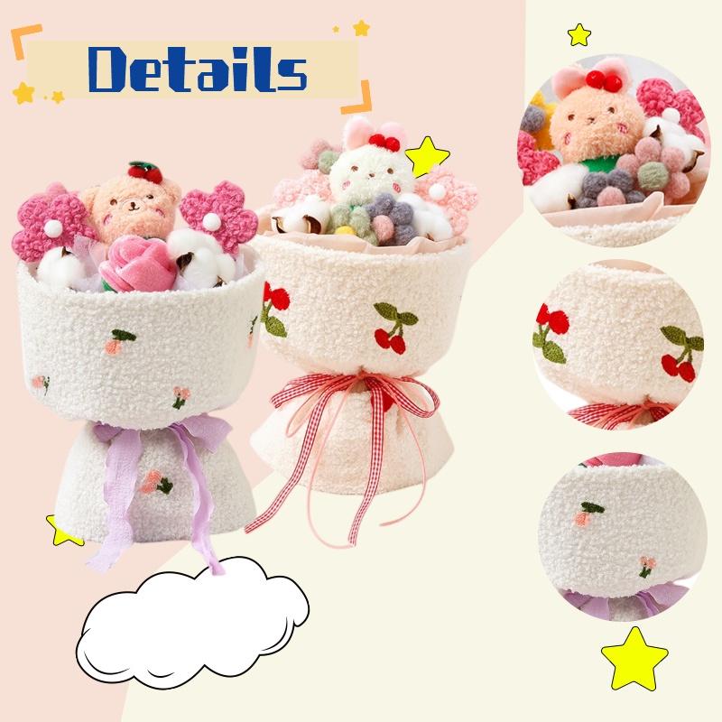 Cute Plush Teddy Bear Bouquet With Roses Ideal Gift For Valentine's Day