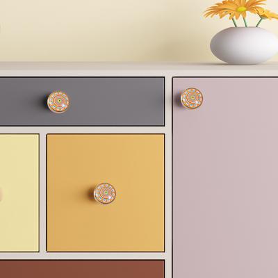 Ceramiczne Uchwyty do Szuflad Styl Bohemian Okrągłe Gałki do Szafek z Unikalnymi Wzorami Glazury do Garderoby Mebli Kuchennych