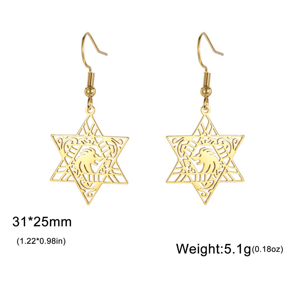 Dawapara Star of David Earrings Drop Dangle Hoop Earrings for Women Je Jewelry Hanukkah Gift Stainless Steel