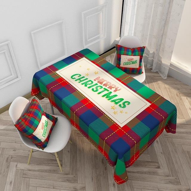 Red Christmas  Waterproof And Oilproof Tablecloth Cartoon Holiday Printing Elk Series Tablecloth Wedding Decoration Table Mat