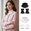 1 Set French Style Fake Faux Collar Pleated Design Ruffled Edge Neck Ruff Choker Adjustable Feature Detachable Ruffled Sleeve