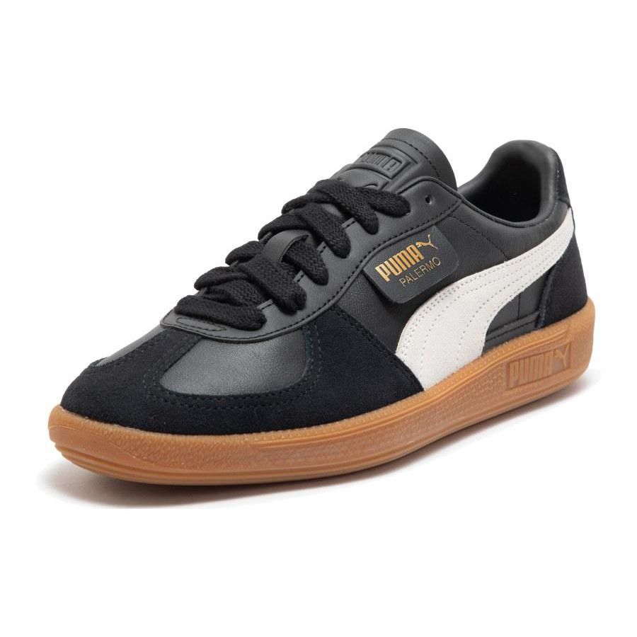 PUMA Palermo Leather Unisex Puma Black Feather Gray Gum Low Top Lifestyle Sneakers 396464-03