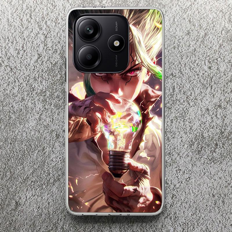 D-Dr Stone Anime Print Soft Case for Xiaomi Redmi Note 14 13 12S 11S Phone Shell 10 Pro Plus 11E 11T 12 11 10S 9 4G 5G Cover