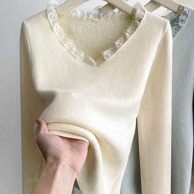 Sweatshirt for Women Cotton Fleece Thickened Loose V Neck Casual Long Sleeve Top Sweatshirt